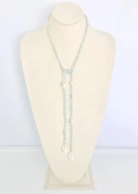 IN 2 DESIGN Alice Lariat Necklace - Aquamarine and White