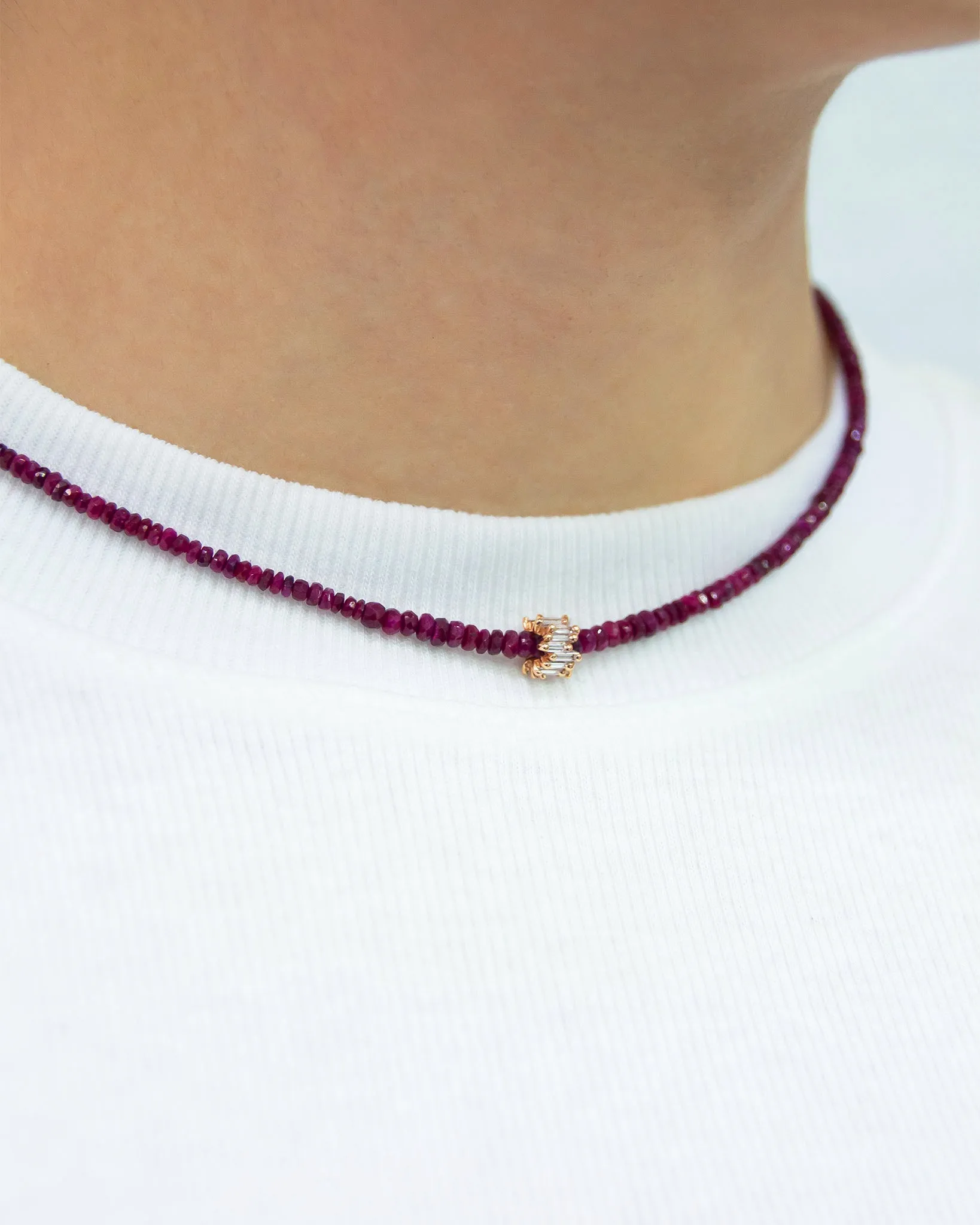 Infinite Beaded Ruby & Mini Diamond Rondelle Necklace