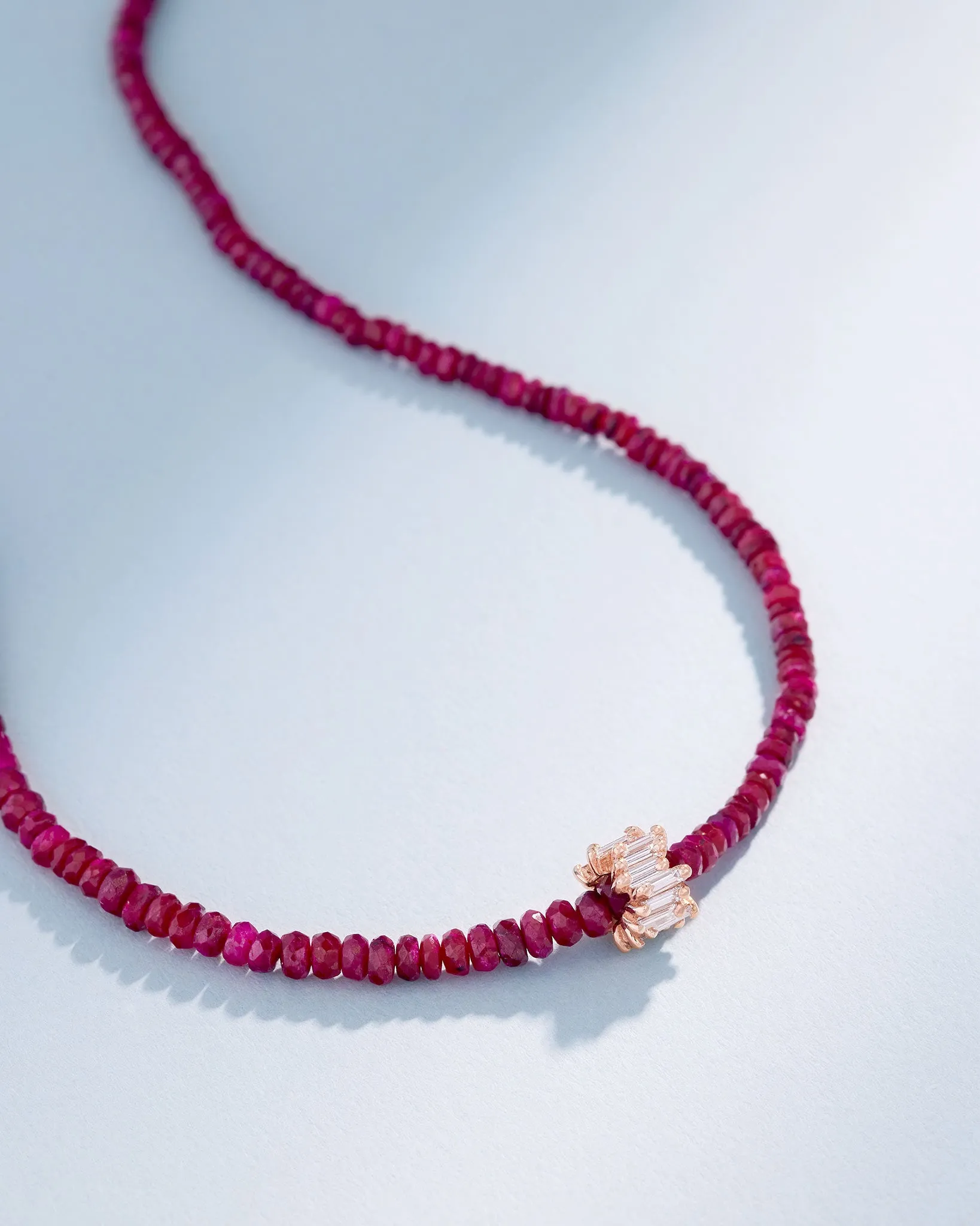 Infinite Beaded Ruby & Mini Diamond Rondelle Necklace