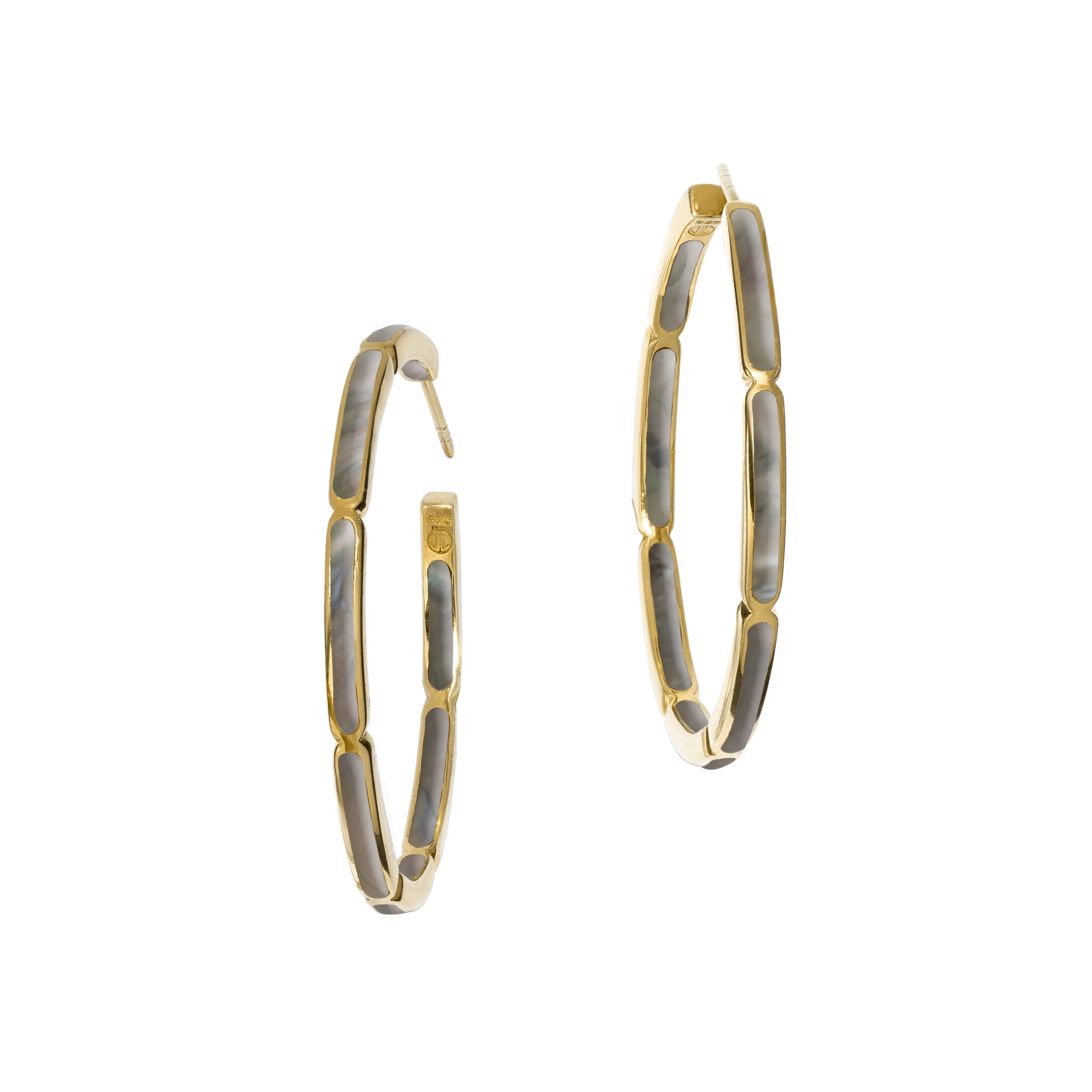 Inside Out Gemstone Inlay Sterling Silver Vermeil Hoop Earrings