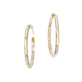 Inside Out Gemstone Inlay Sterling Silver Vermeil Hoop Earrings