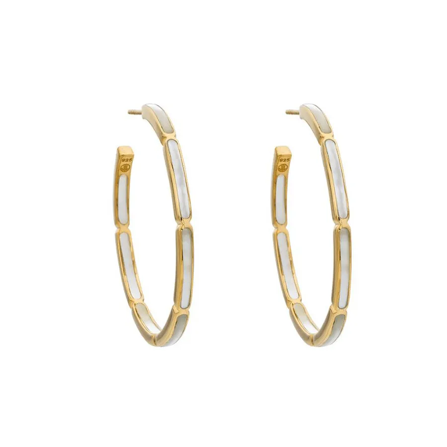 Inside Out Gemstone Inlay Sterling Silver Vermeil Hoop Earrings