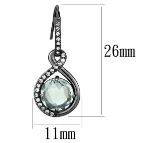 IP Light Black (IP Gun) Stainless Steel Earrings with Semi-Precious Amethyst Crystal in Emerald for Women Emerald Stone Color Style TK2821