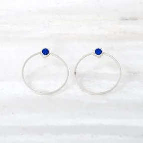 ISHKAR Lapis Lazuli Large Asman Stud Earrings in Silver