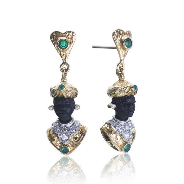 Jewel Encrusted Blackamoor Dangle Earrings