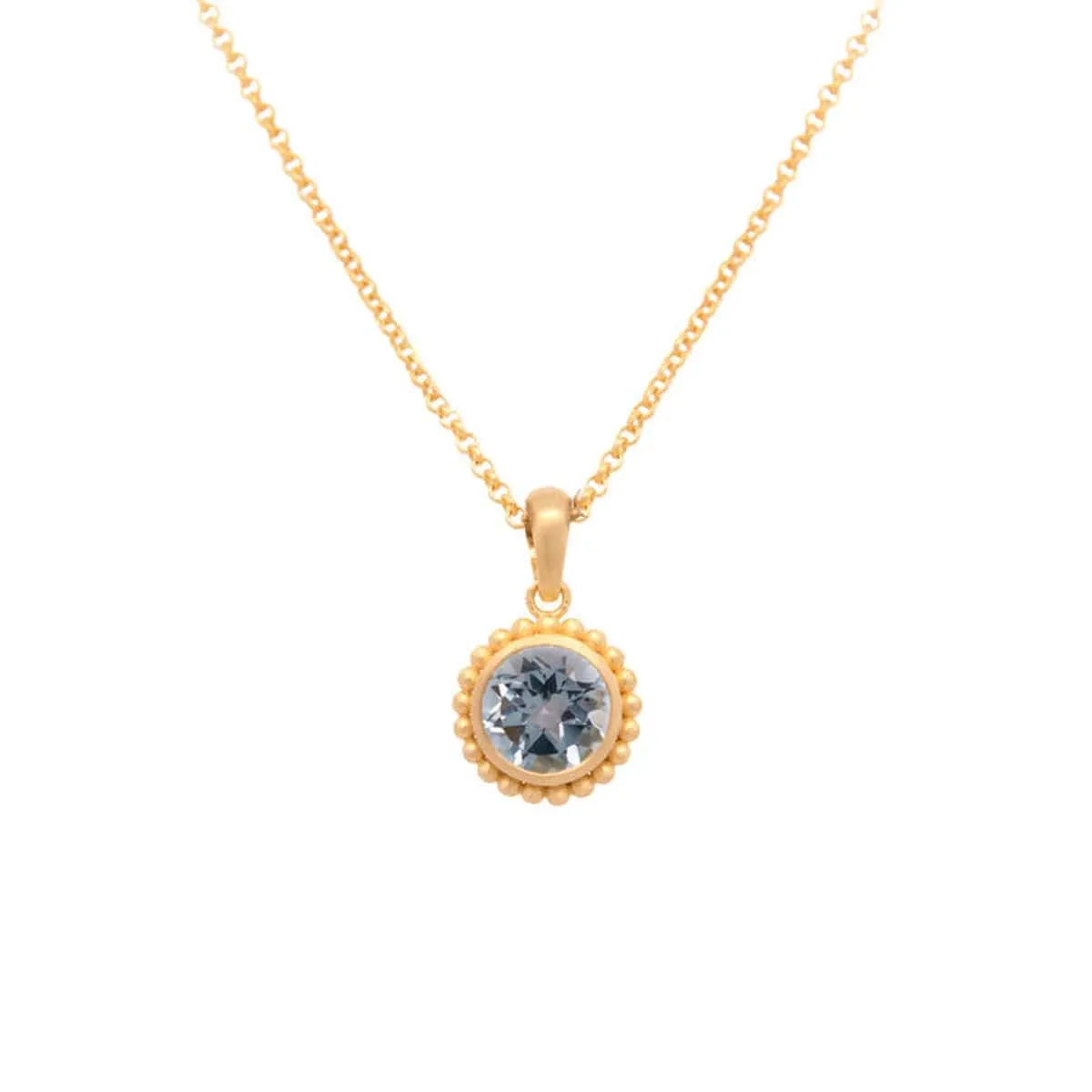 Karma Mini Sky Blue Topaz Pendant Necklace 24K Gold Vermeil