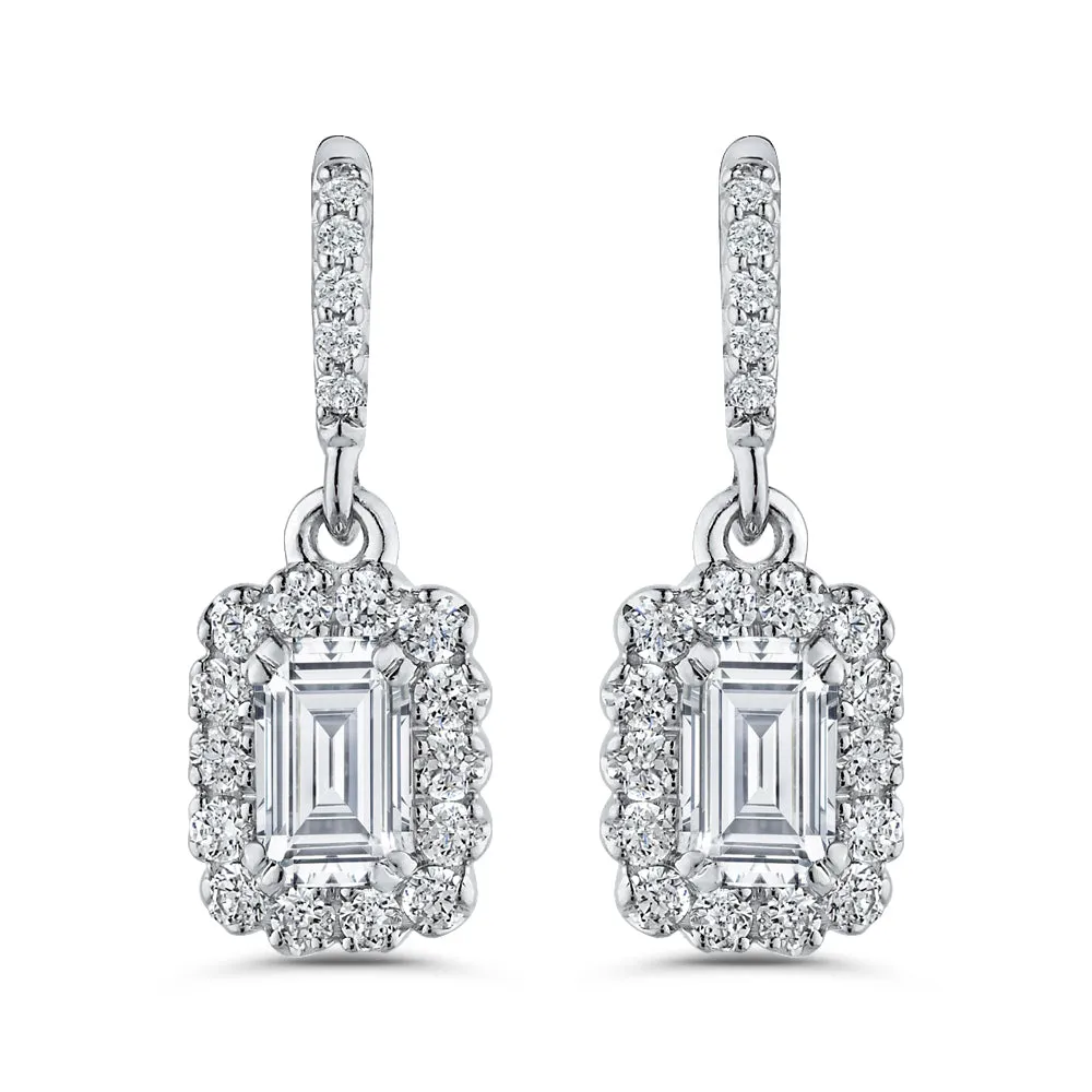 KATARINA Round and Emerald Cut Diamond Fashion Earrings (3/4 cttw, GH, I1/I2)