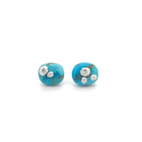 Kingman Turquoise Studs with Barnacles