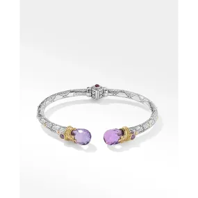 Konstantino Pythia Silver and 18K Gold Amethyst Quartz Cuff Bracelet