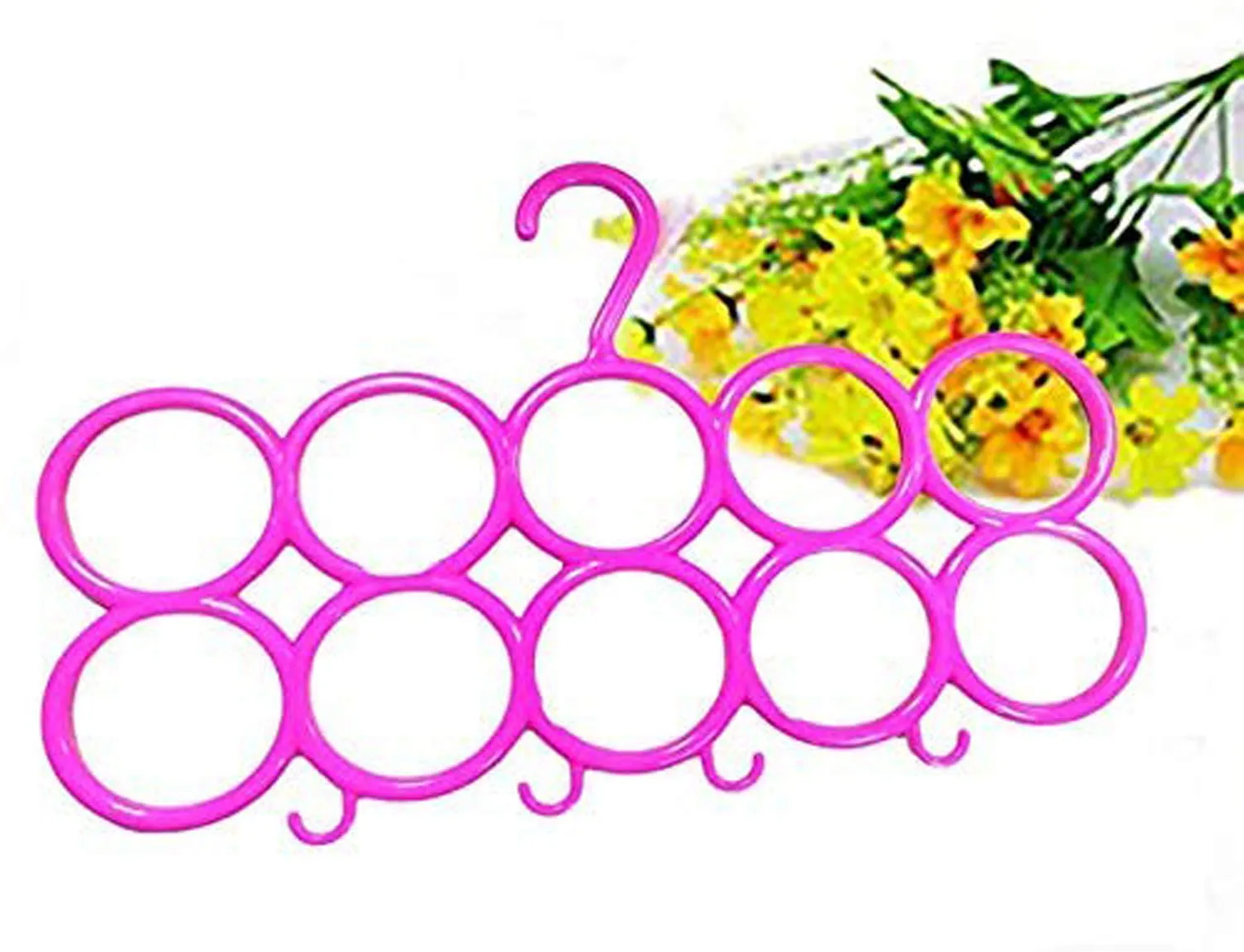 Kuber Industries 10-Circle Plastic 2 Pieces Ring Hanger for Scarf, Shawl, Tie, Belt, Closet Accessory Wardrobe Organizer (Multicolour) - CTKTC30748