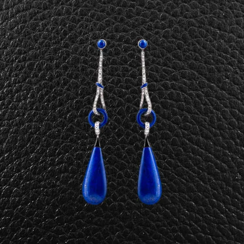 Lapis & Diamond Estate Earrings