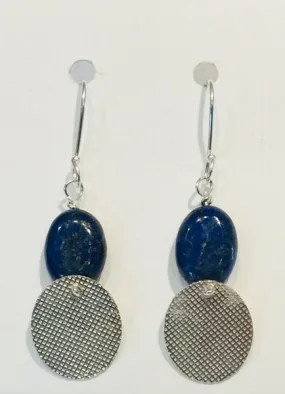 Lapis & Silver Disc Earrings