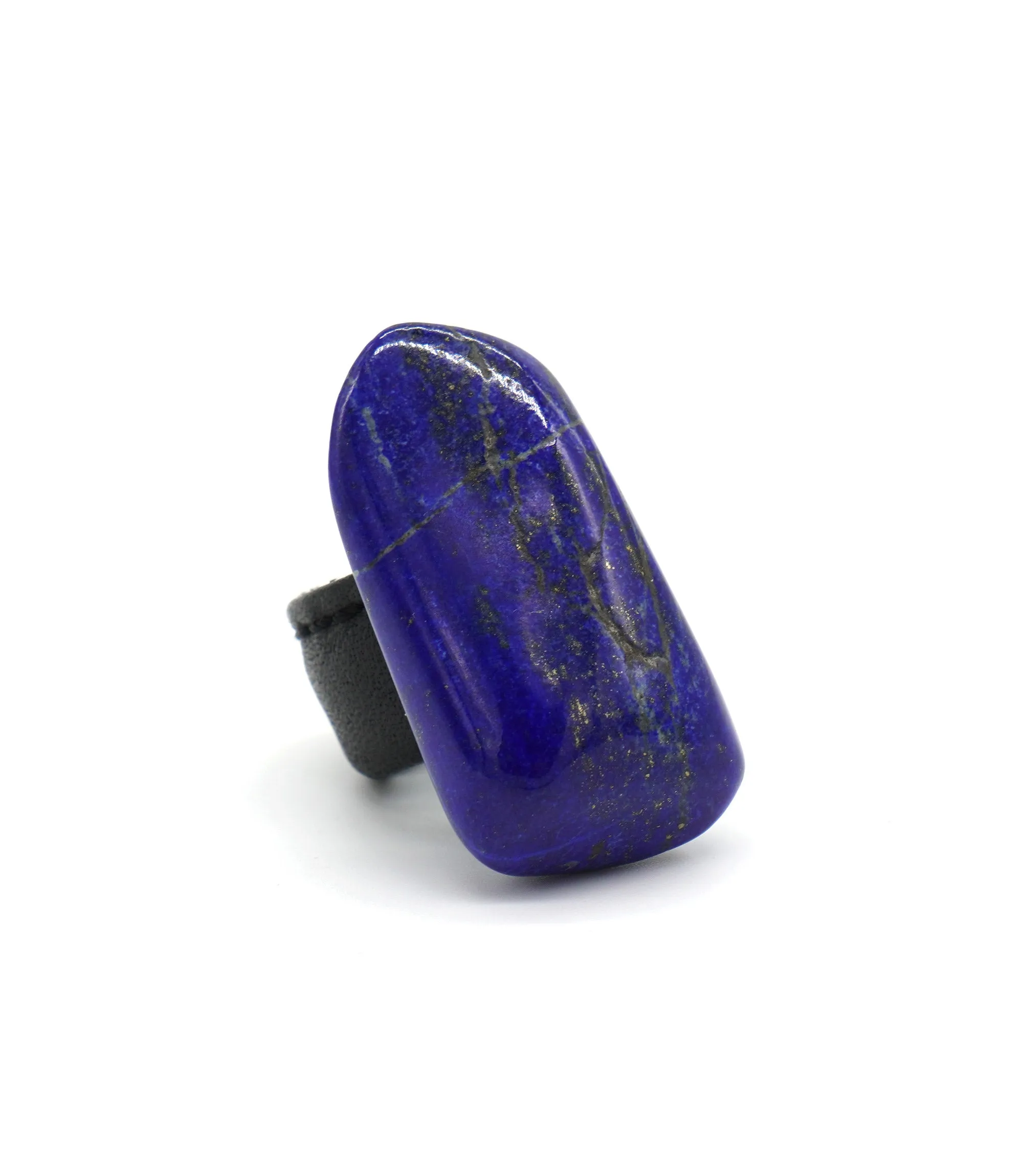 LAPIS LAZULI AND LEATHER RING