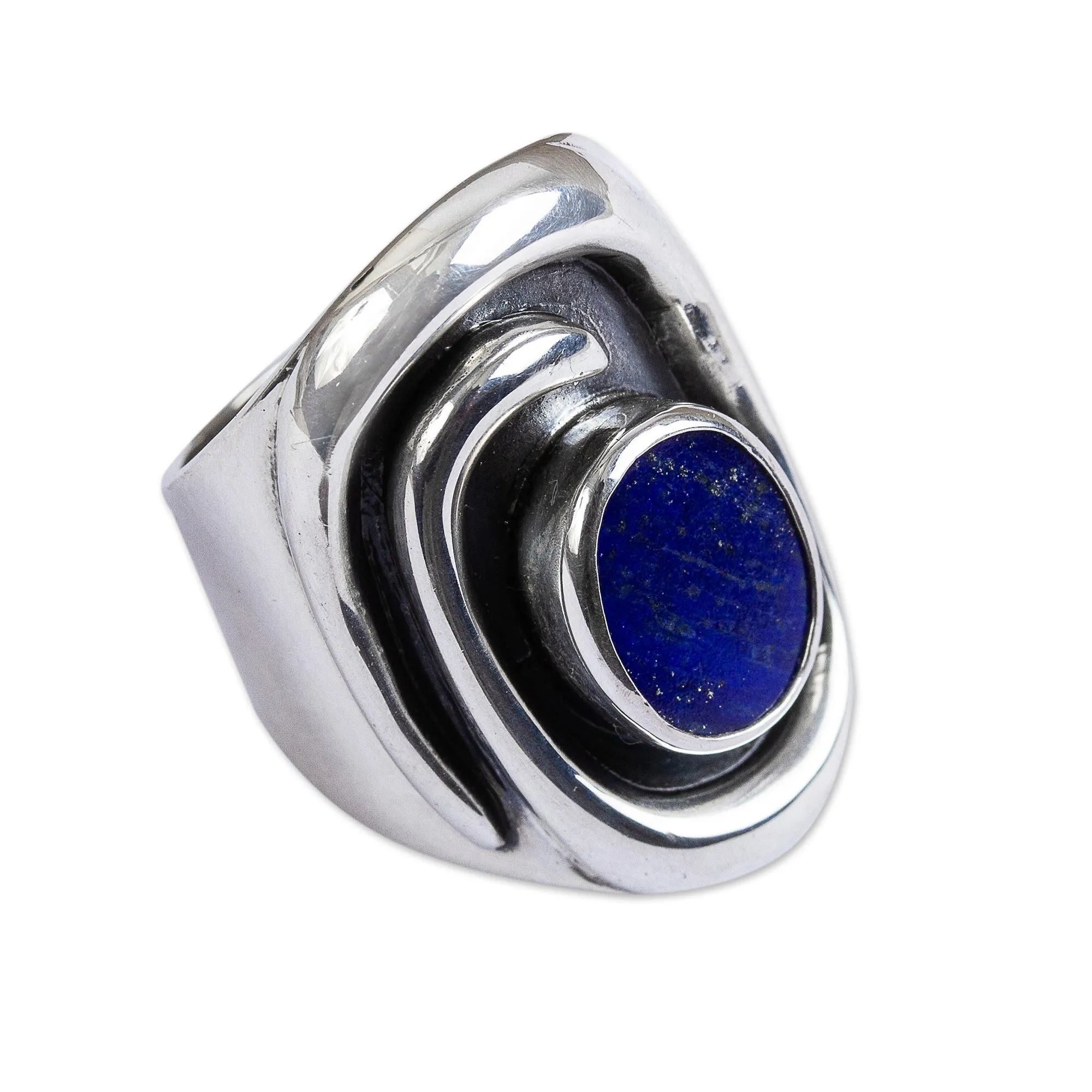 Lapis lazuli cocktail ring - Tide Pool | NOVICA