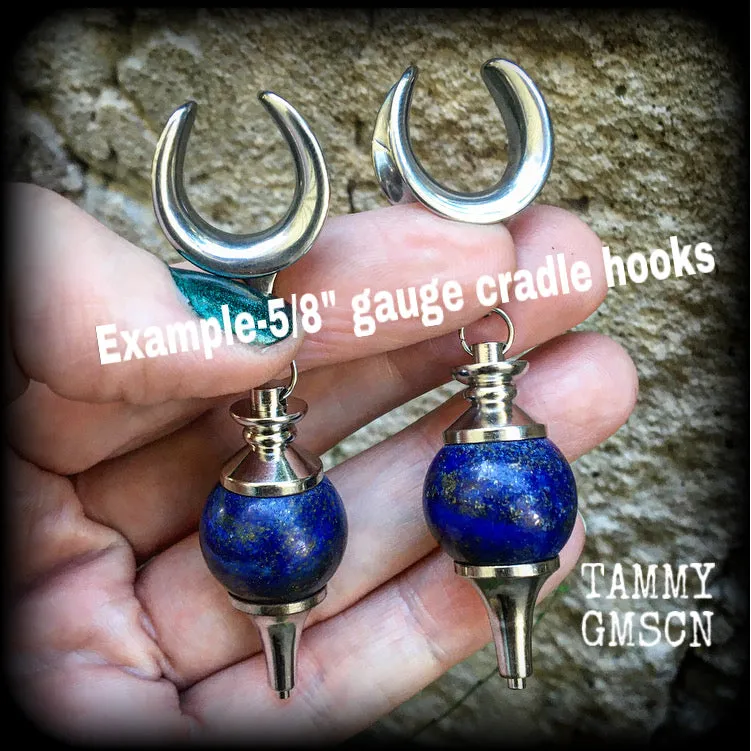 Lapis Lazuli gauged earrings-Gemstone ear hangers