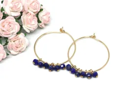 Lapis Lazuli Hoop Earrings in Gold