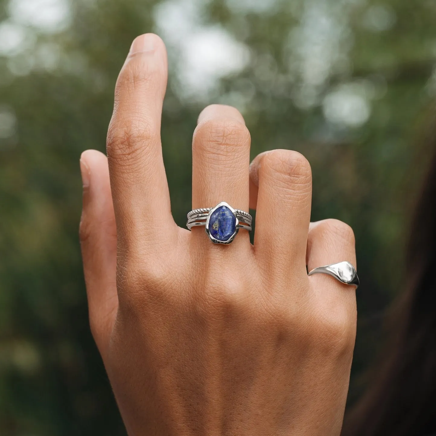 lapis lazuli mood ring silver - sterling silver, lapis lazuli