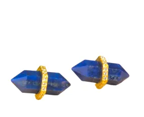 Lapis Lazuli Pencil-Cut Gemstone Stud Earrings