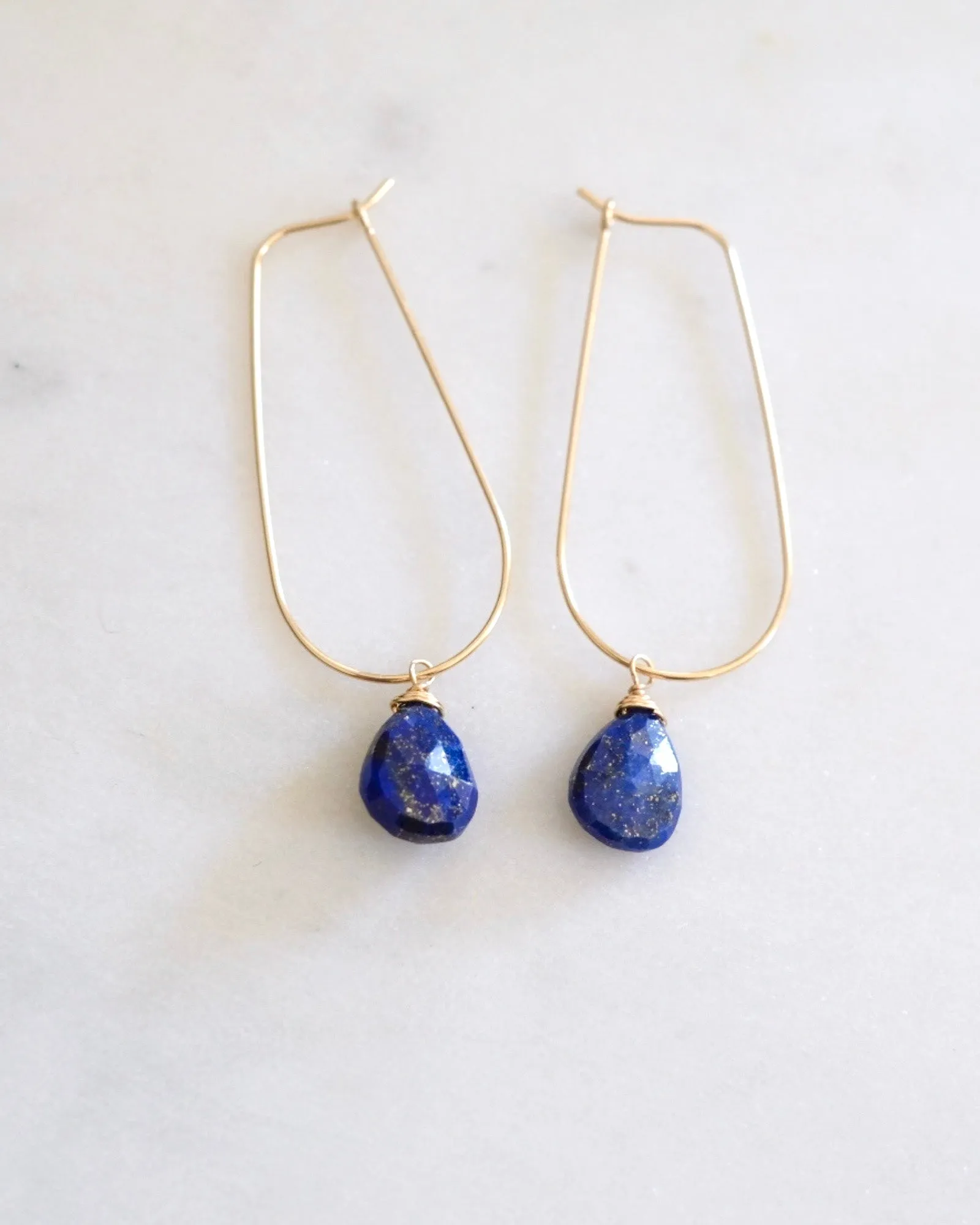 Lapis lazuli U hoop Earrings