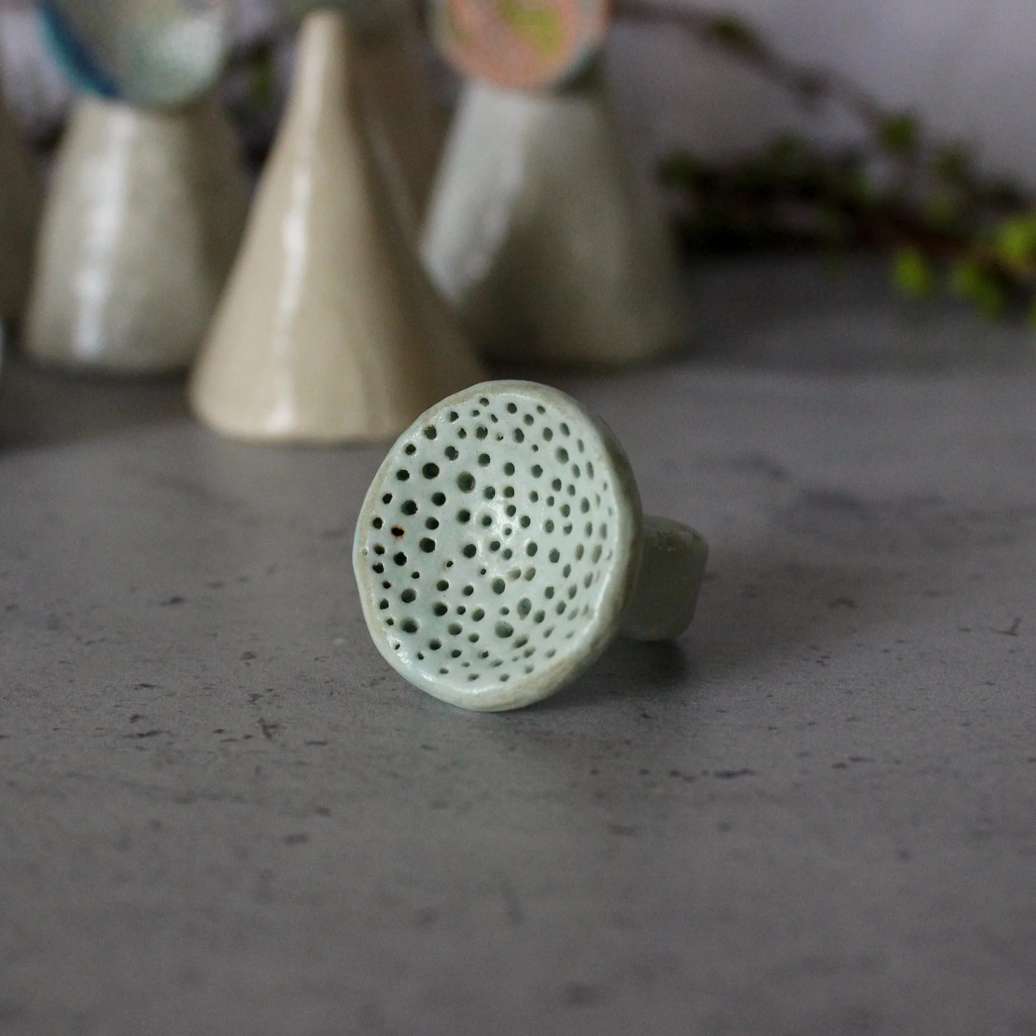 Large Round Coral Porcelain Rings  Pastel