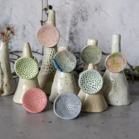 Large Round Coral Porcelain Rings  Pastel