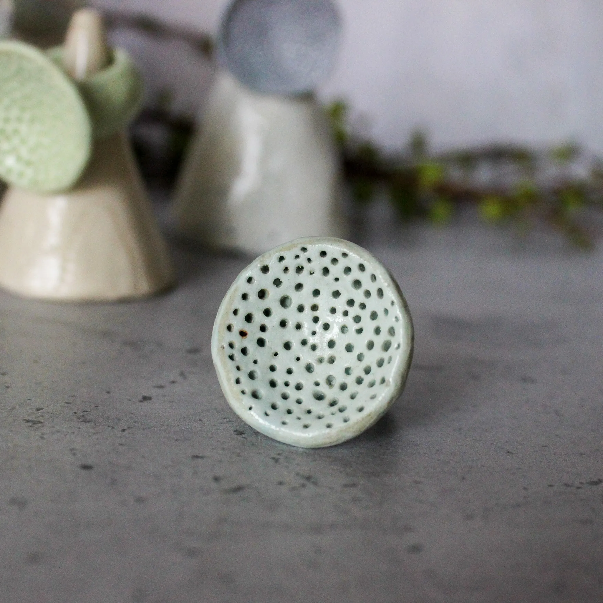 Large Round Coral Porcelain Rings  Pastel