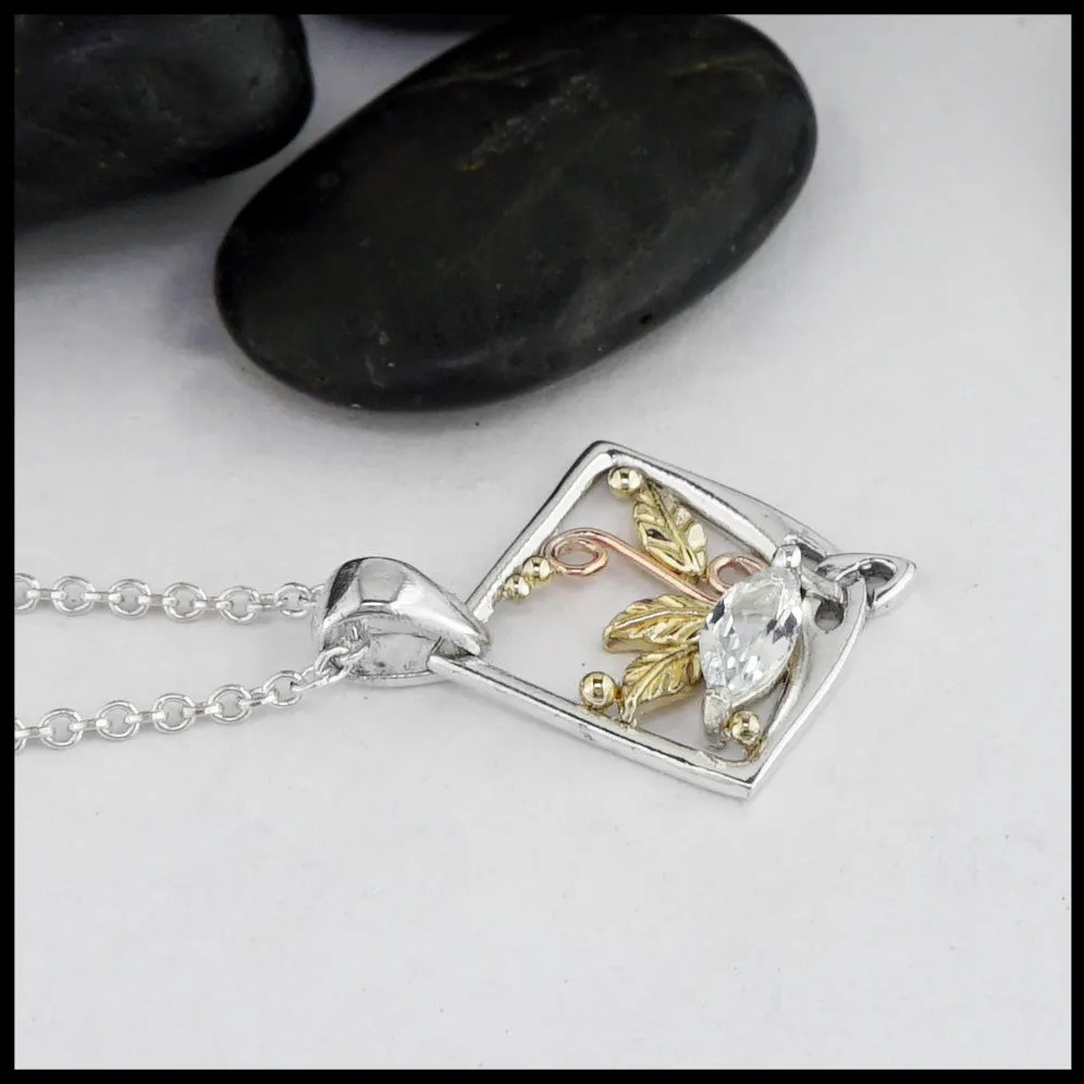 Leaf Pendant with Aquamarine