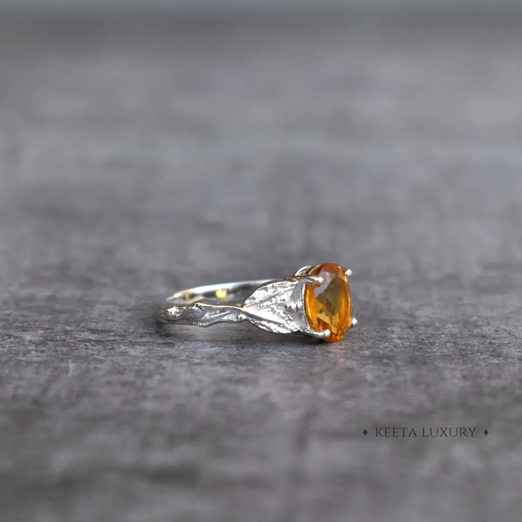 Leafy Yellow - Citrine Ring