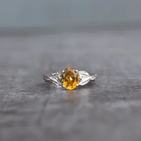 Leafy Yellow - Citrine Ring