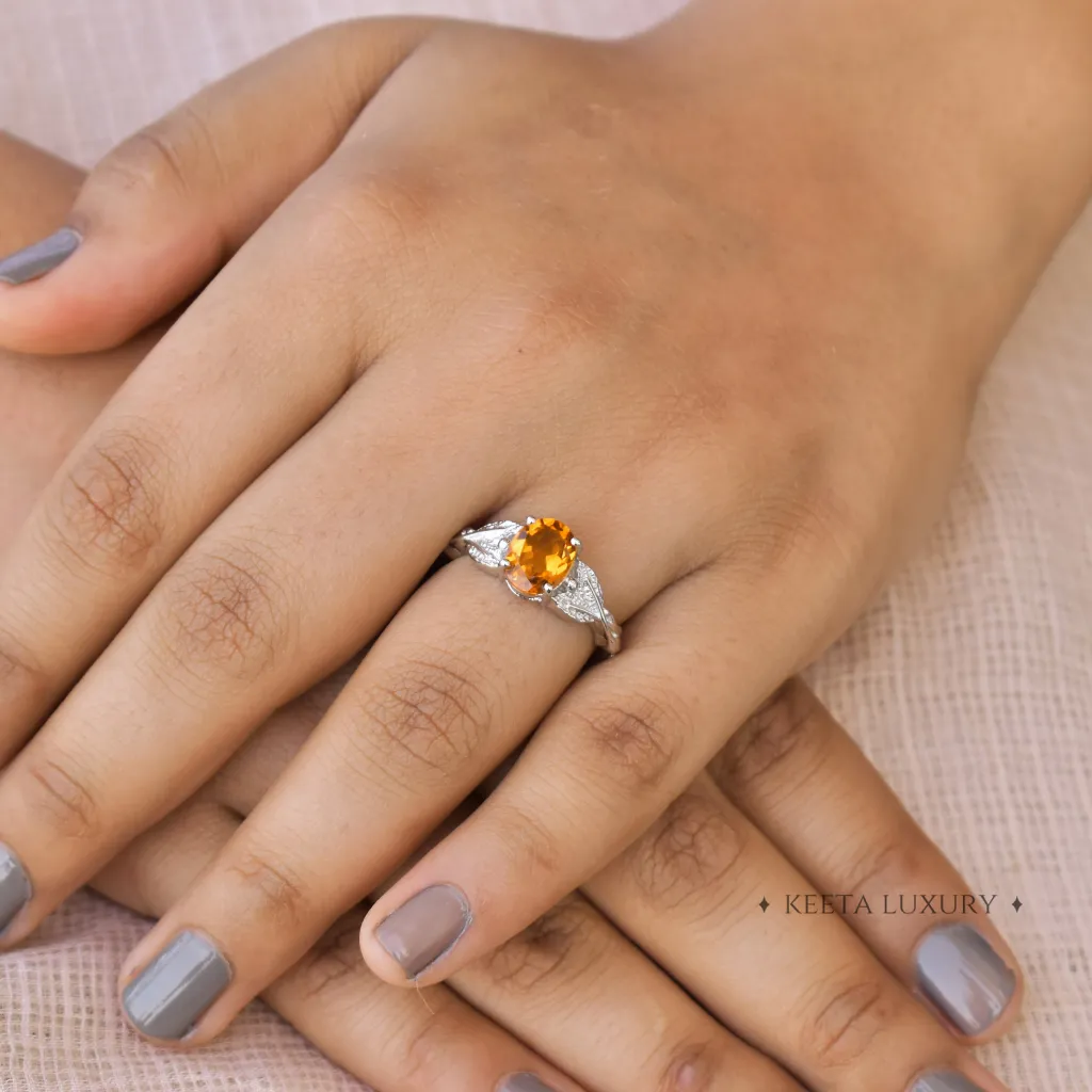 Leafy Yellow - Citrine Ring