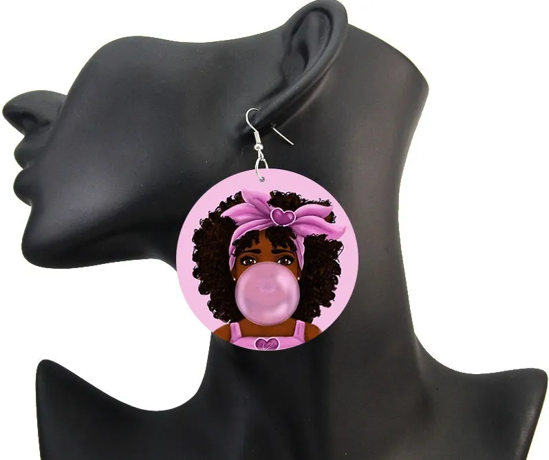 Leikeli - Chew Pon Ya Bubble Gum Earrings - Pink blowing bubbles jewelry