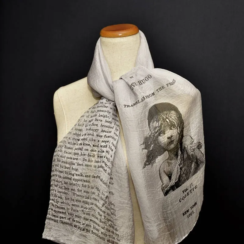 Les Misérables by Victor Hugo Chiffon scarf (English version), summer scarf, light scarf, Spring scarf