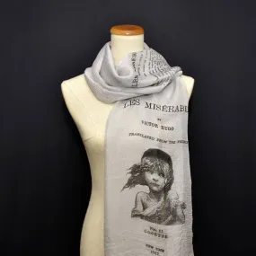 Les Misérables by Victor Hugo Chiffon scarf (English version), summer scarf, light scarf, Spring scarf