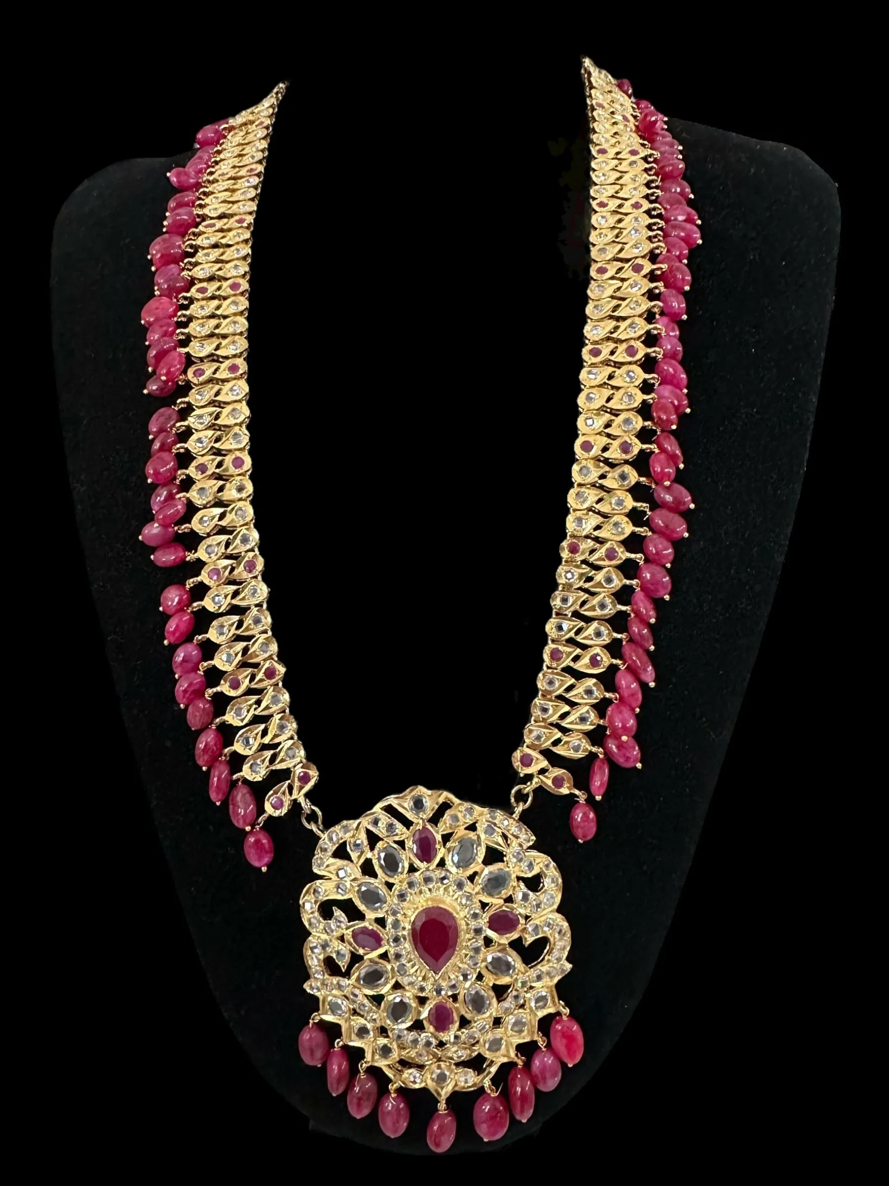 LN79R Rumaisa Pathani rani haar with earrings ( SHIPS IN 4 WEEKS )