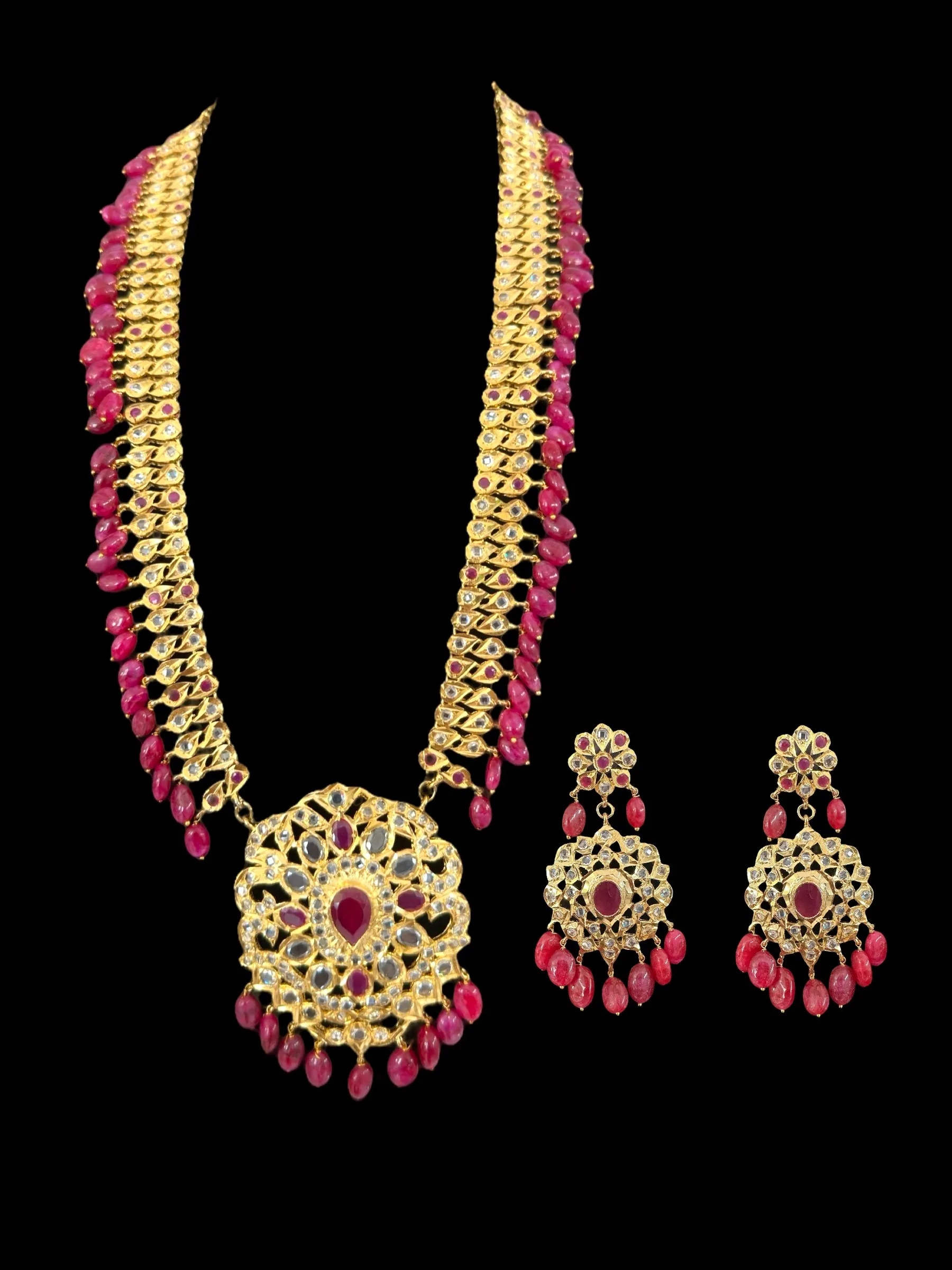 LN79R Rumaisa Pathani rani haar with earrings ( SHIPS IN 4 WEEKS )