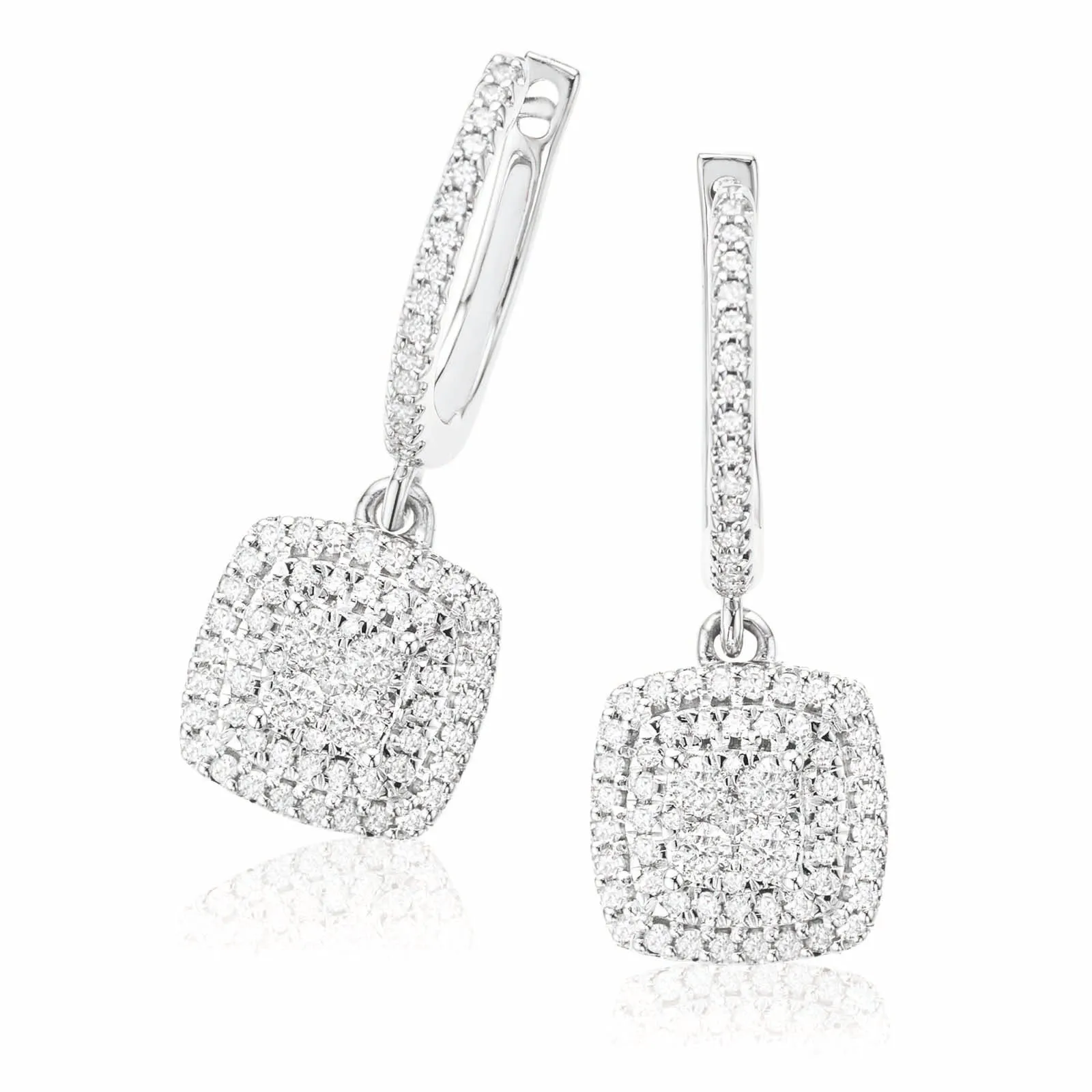 London 9ct White Gold 0.5 Carat TW Diamonds Drop Earrings