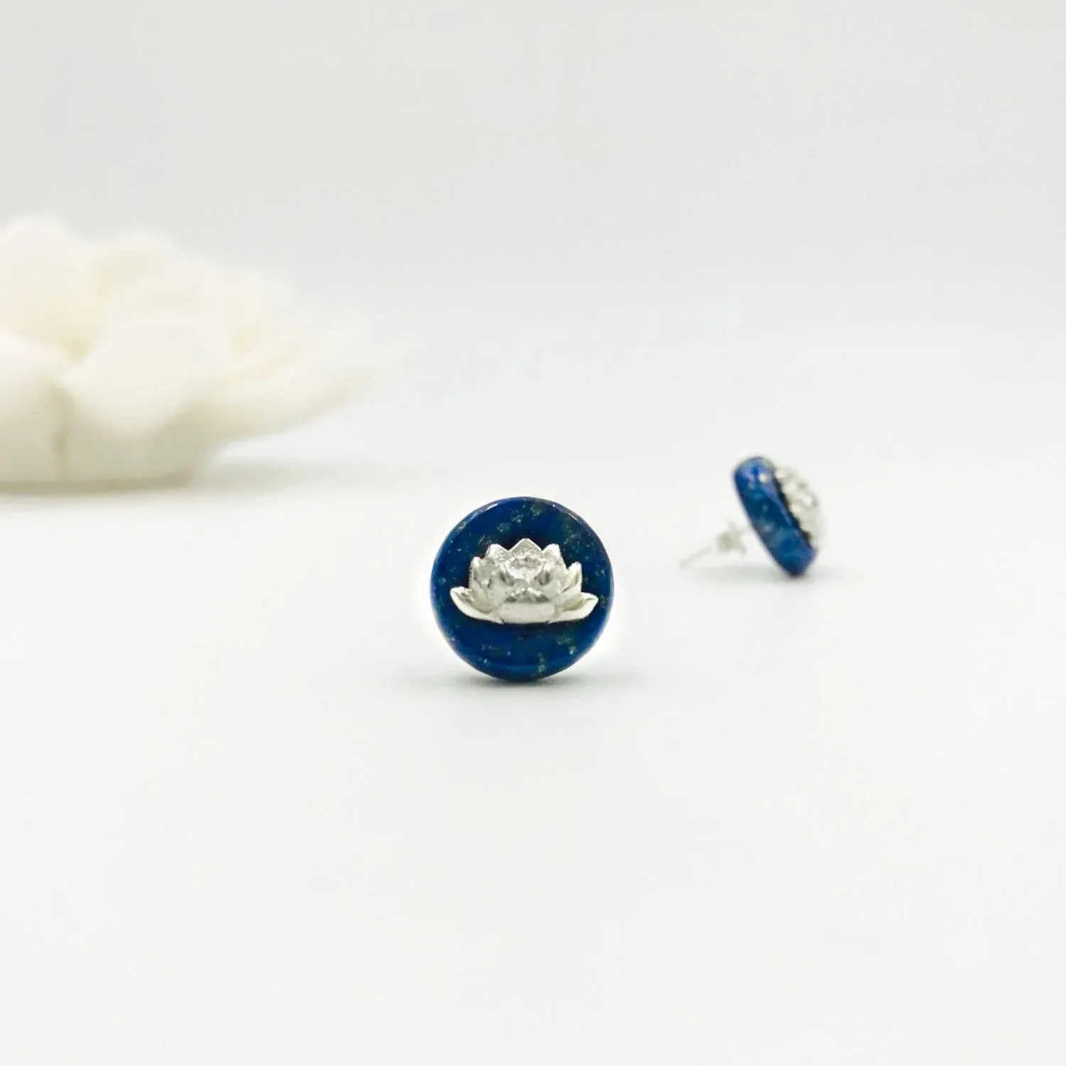 Lotus Lapis Studs