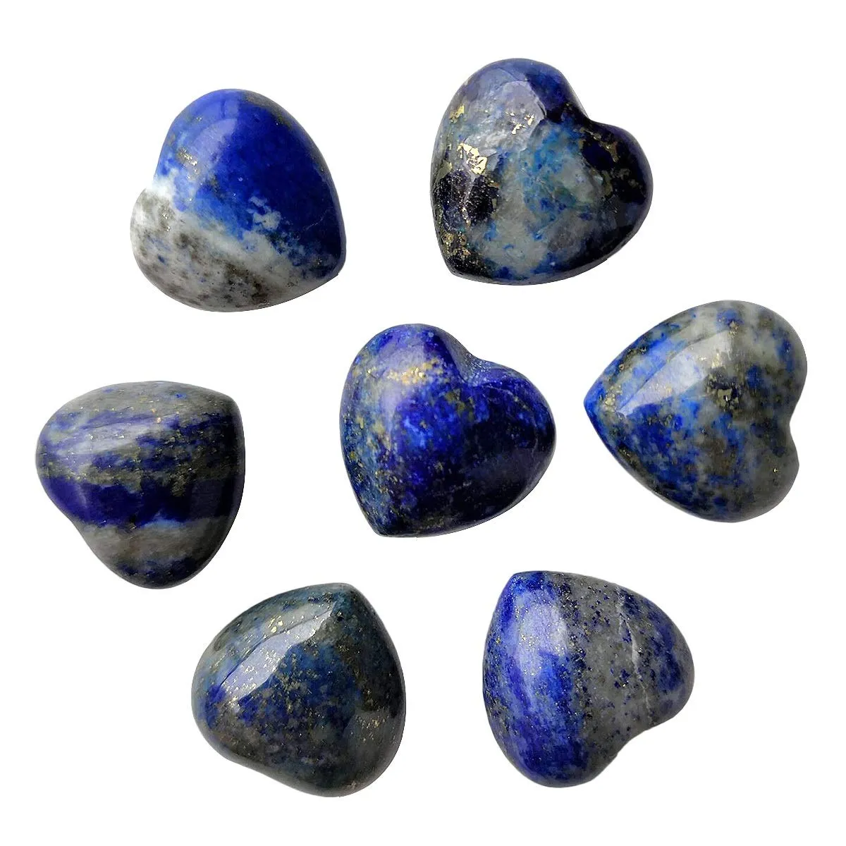 Loveliome 7 Pcs Mini Lapis Lazuli Heart Love Healing Palm Crystal Energy Stone(0.6 Inch)