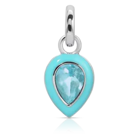 March Aquamarine Birthstone Charm - Pear