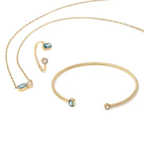 March Aquamarine Birthstone Gift Set - Yellow Gold