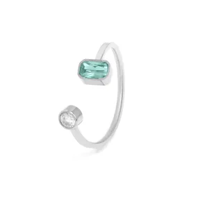 March Aquamarine Birthstone Ring - Silver