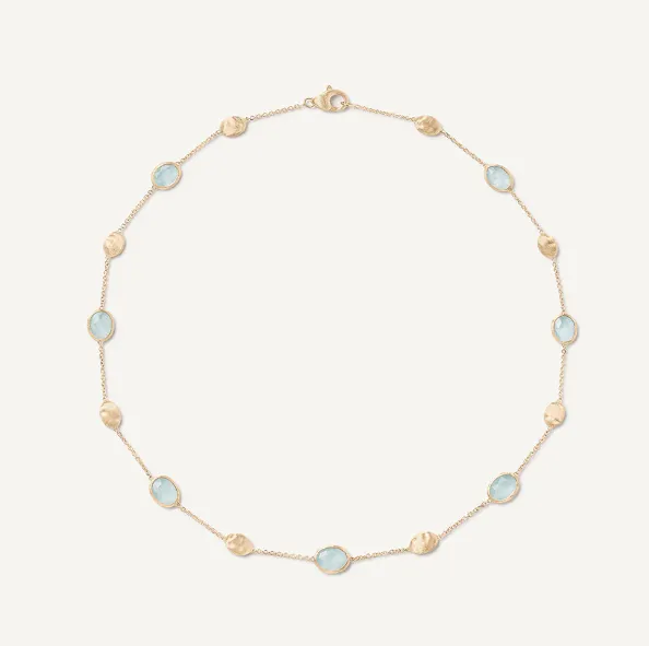 Marco Bicego 18k Yellow Gold "Siviglia" Aquamarine Station Necklace