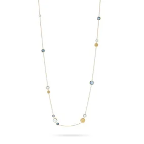 Marco Bicego Jaipur Color 18K Yellow Gold Mixed Blue Topaz Station Necklace