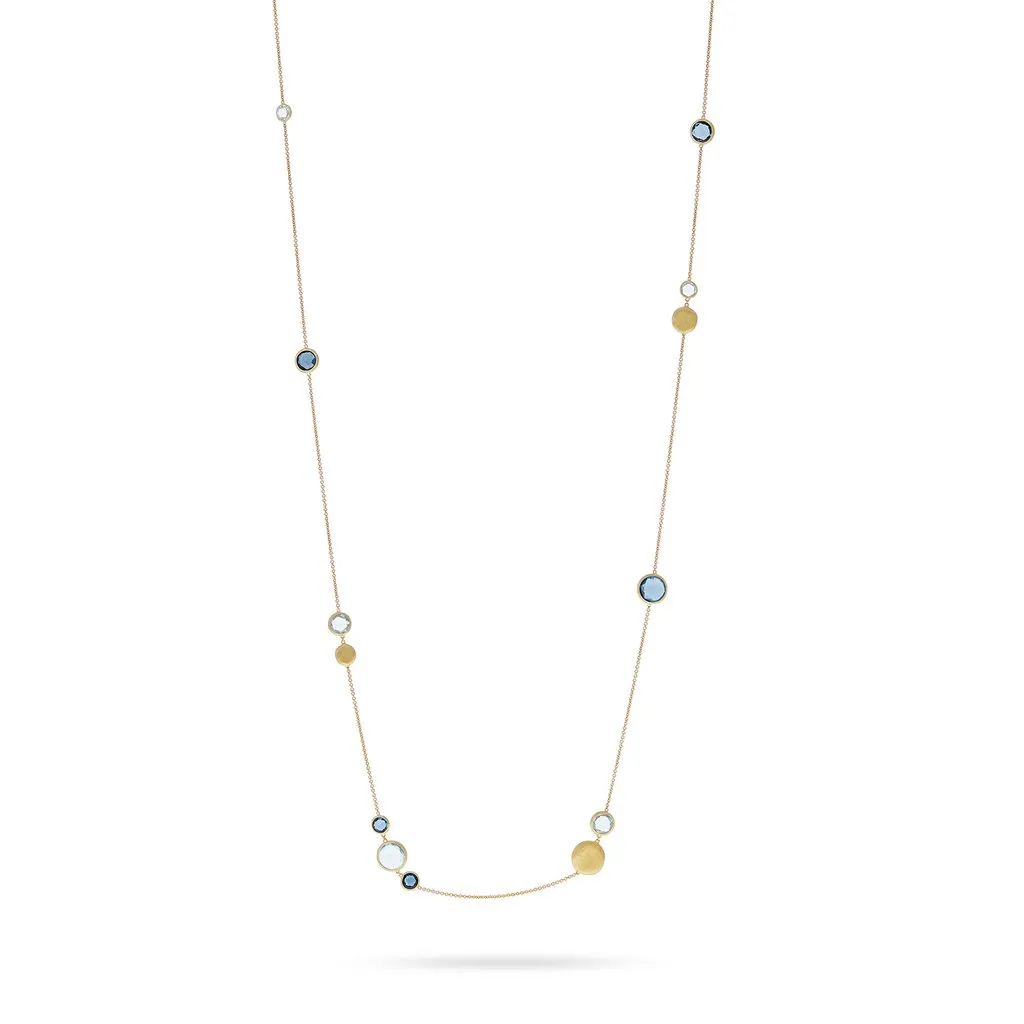 Marco Bicego Jaipur Color 18K Yellow Gold Mixed Blue Topaz Station Necklace