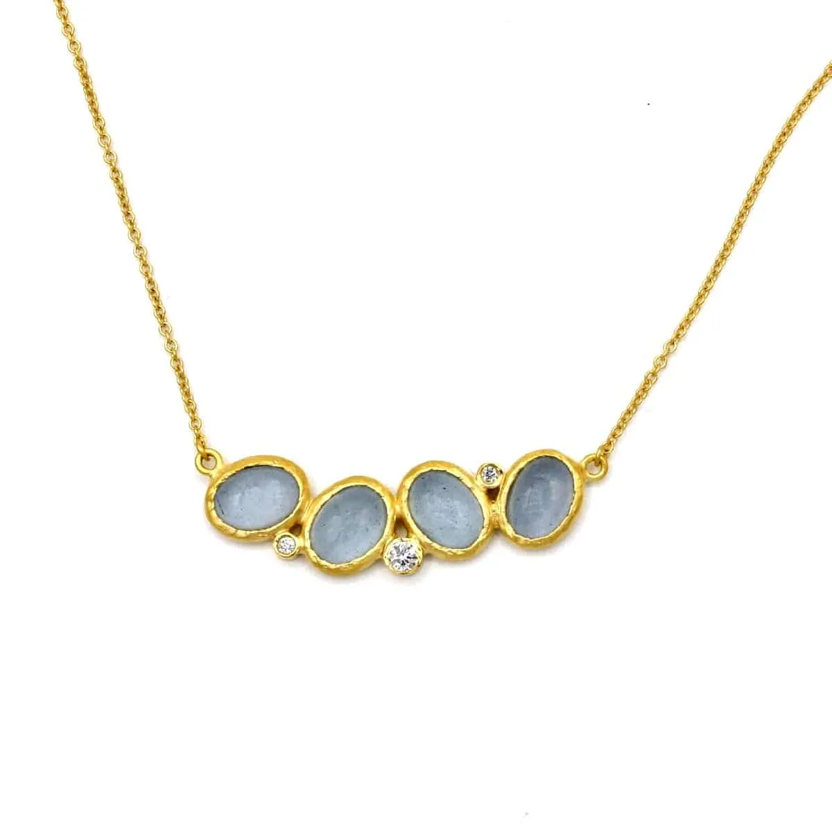 Marika AquaMrine, 14k Gold & Diamond Necklace - M6877