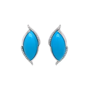 Marquise Turquoise and Diamond Earrings