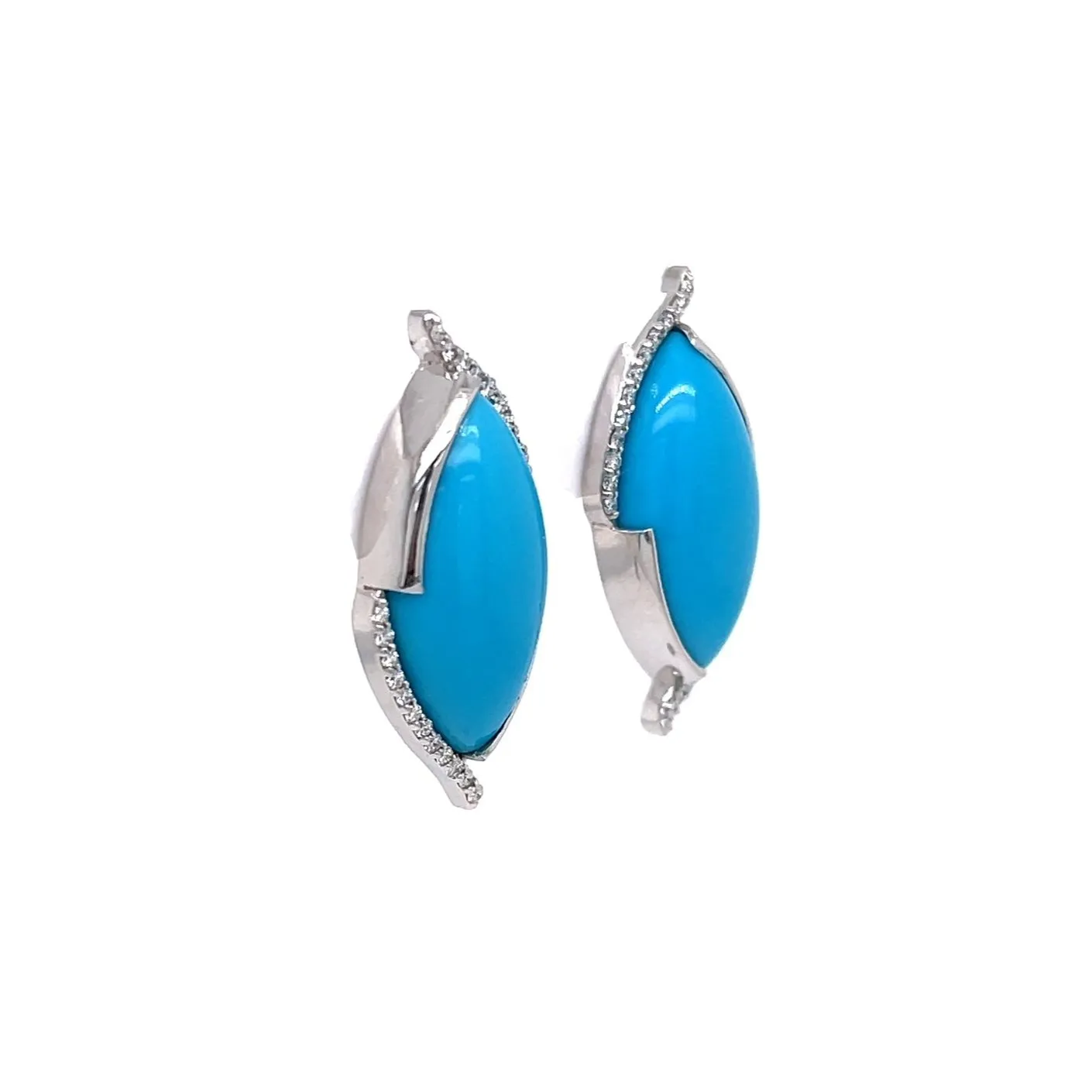 Marquise Turquoise and Diamond Earrings