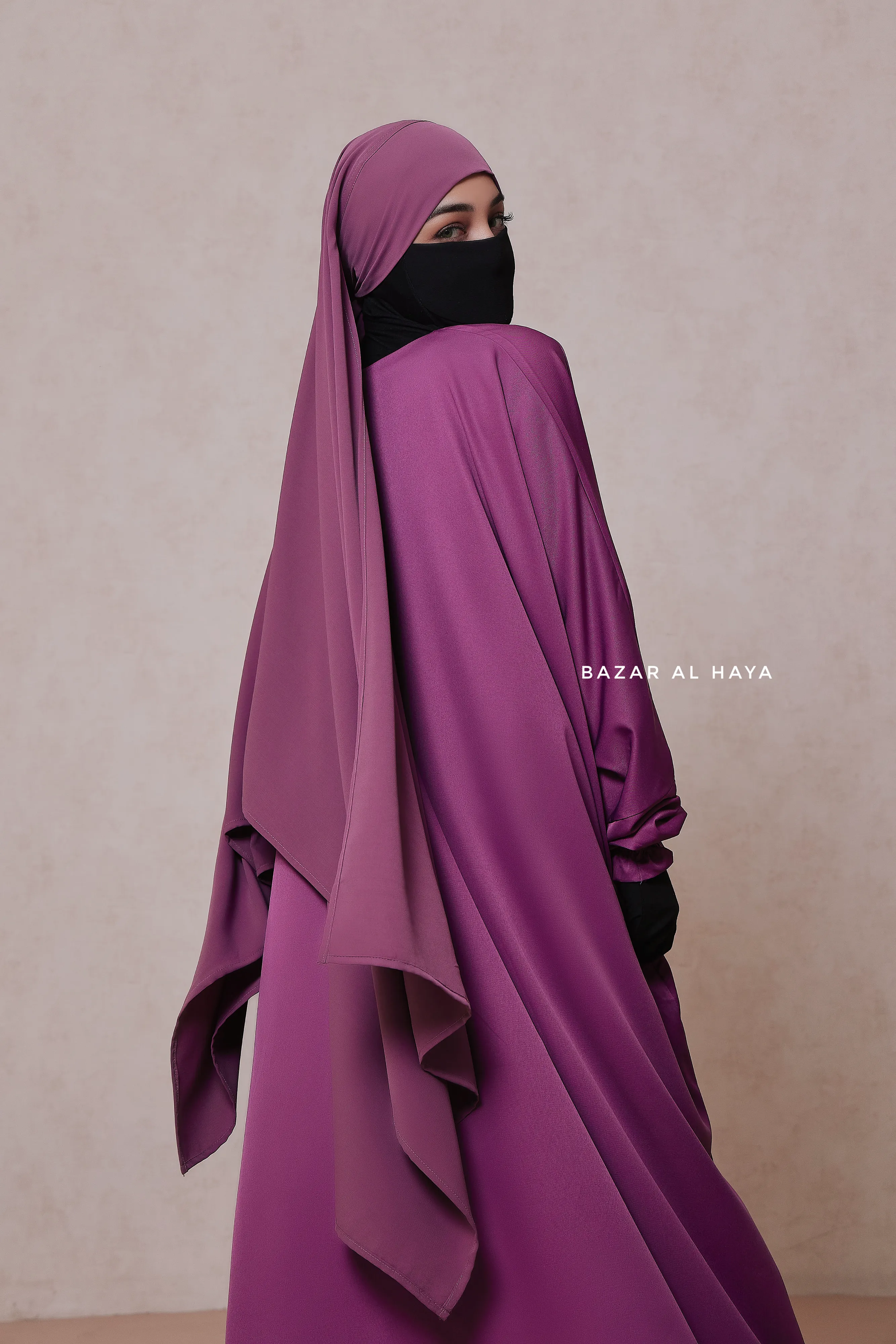 Mauve Tie Back Scarf & Khimar - Long Rectangle Shape - Style & More