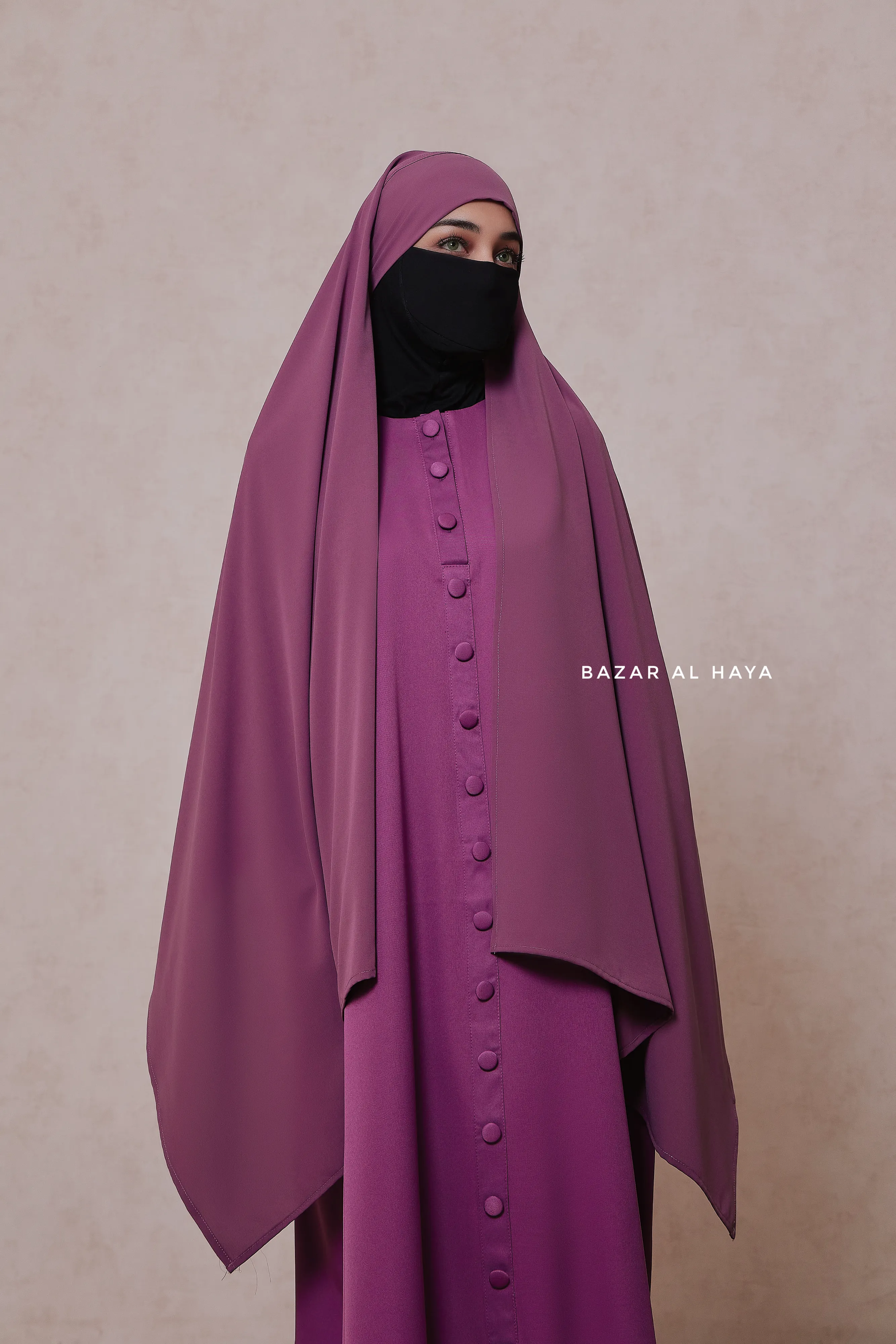 Mauve Tie Back Scarf & Khimar - Long Rectangle Shape - Style & More