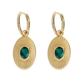 Mavi - Emerald Pendant Hoop Earrings